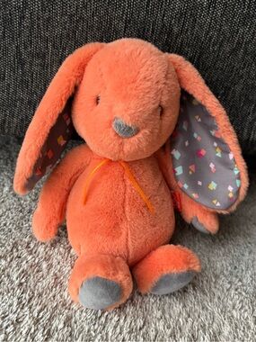 B. Toys Happy Hues Coral Cutie Orange Bunny Plush Rabbit Stuffed Animal 12”